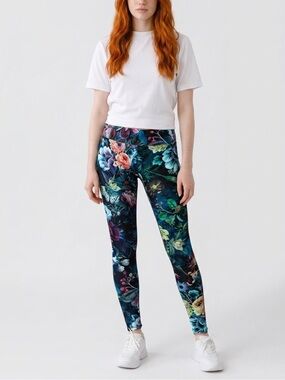 Society6 Navy Floral Leggings